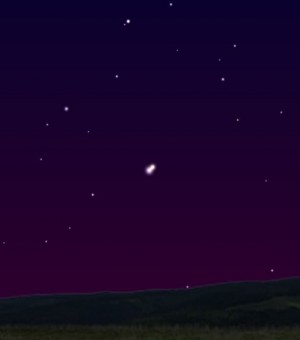 7월 1일 저녁 서쪽하늘을 시뮬레이션한 모습이다. 아래에 가까이 붙어있는 두 개의 행성 중 왼쪽이 금성, 오른쪽이 목성이다. - (주)동아사이언스 제공